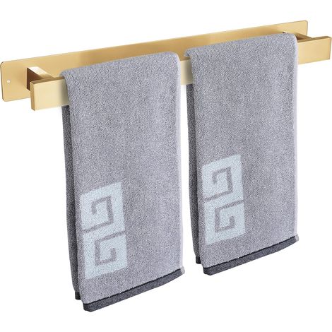Porte-Serviettes de Salle de Bain - Auto-adhésif ou à vis - Support Mural en Acier Inoxydable - Imperméable et antirouille - Convient pour Salle de Bain, Camping-Car, Cuisine (40 cm, Or)