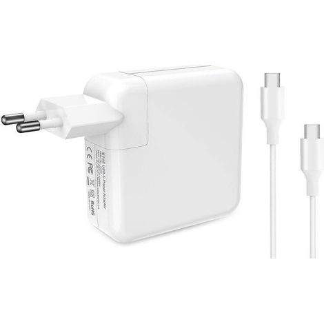 Chargeur USB-C compatible iOS, 61 W 5 V 2,4 A - 20 V 3,05 A, prise : USB-C, chargeur Type-C blanc, câble de données USB-C inclus (1,8 mètre de long) (1/5)