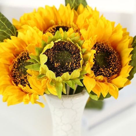 FLEUR-PLANTE ARTIFICIELLE - FLEUR SECHEE 1Pc 7 Têtes DIY Faux Tournesols En Plastique Résistant style-Yellow 1 (1/4)