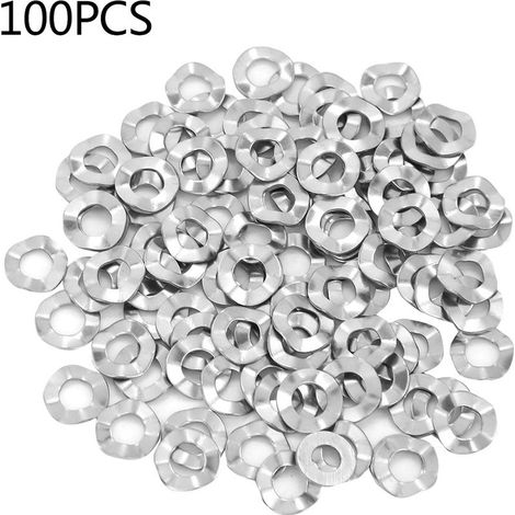 M4 100 pièces Rondelles ondulées en acier inoxydable Joints Rondelles élastiques Outils de blocage (1/4)