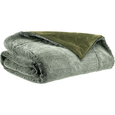 VIVARAISE - Plaid Vivaraise Kinta en polyester olive - 130 x 160 cm (1/3)