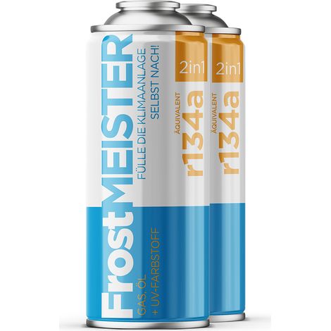 FROSTMEISTER 2in1 400ml - 2x Bombolette Gas R134a per il self-service dell'aria condizionata (1/5)