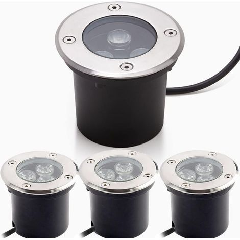 Einbaustrahler für den Außenbereich, 4er-Pack – Wasserdicht (IP67) – 3 W, 280 Lumen – 3000 K Gartenbeleuchtung – Gehärtetes Glas und Edelstahl – Tragkraft: 1000 kg (1/5)