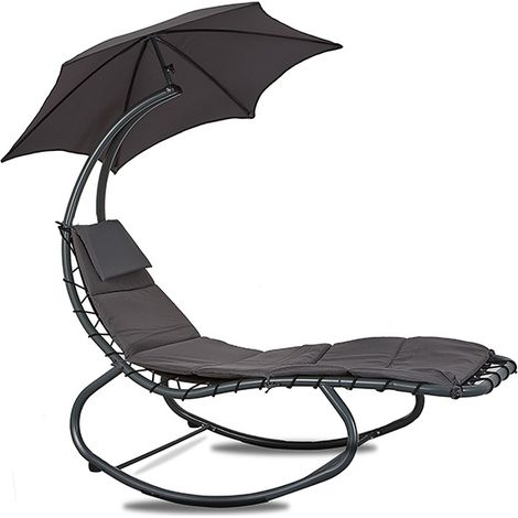 Linder Exclusiv Lettino da giardino con parasole Grigio