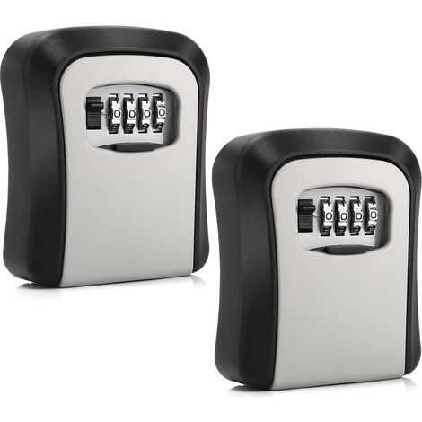 Lot de 2 Coffres Forts Muraux pour Clés avec Serrure à Combinaison, Code à 4 Chiffres, Noir et Gris (1/5)