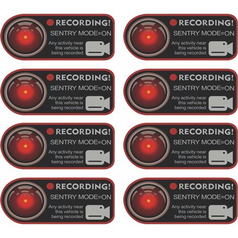 8 Autocollants D’Avertissement Pour Voiture – Stickers Vidéosurveillance Pour Fenêtre, Pellicule Statique Sans Trace, Pour Caméra De Sécurité, Auto, Camping‑Car, Garage, Cadeau (1/5)