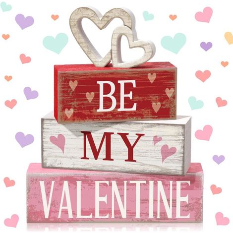 4 décorations pour la Saint-Valentin : panneau en bois, décoration de table « Amour », plateau à étages, étagère flottante