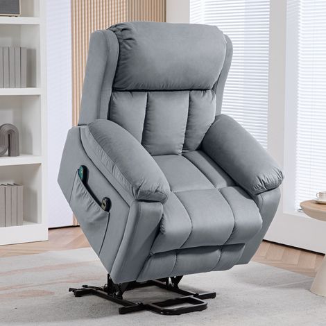 Sillón Levanta Personas con 8 Punto de Masaje Función de Calentamiento Mando a Distancia y Bolsillo Lateral Gris (1/5)