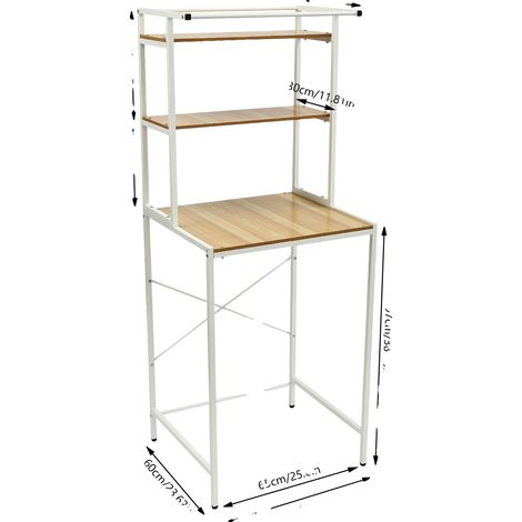 Scaffale portaoggetti, organizer da bagno a 3 livelli, design resistente, pannello in legno giallo (1/2)