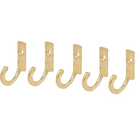 5 pcs Badezimmer-Zubehör Robe Mantel Hut Metall Einzelhänger Haken Goldton 28mm x 6mm Handtuchhaken (1/2)