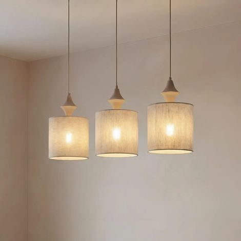 [GEBRAUCHT] B-Ware Amura Hängeleuchte Pendelleuchte Leuchte Lampe Beige Sand 3 Flammig E27 105 Cm (1/2)
