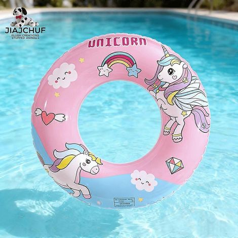 Aufblasbarer Schwimmring mit rosa Einhorn, niedliches Einhorn-Wolken-Sternen-Design, Sommer-Schwimmspielzeug für Kinder (1/5)