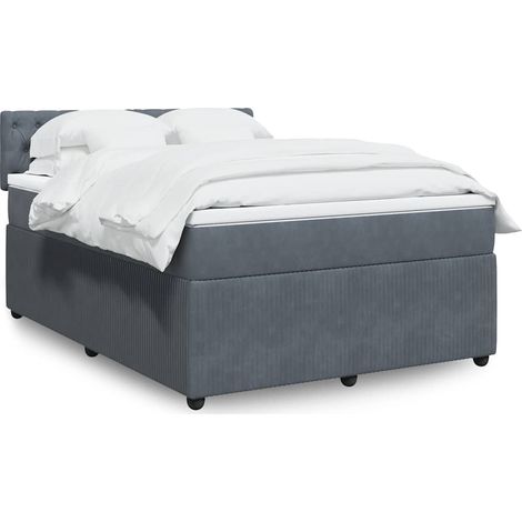 Boxspringbett mit Matratze Dunkelgrau 140x190 cm Samt