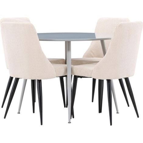 Plaza Essgruppe Esstisch grau 4 Stühle Samt beige. (1/4)