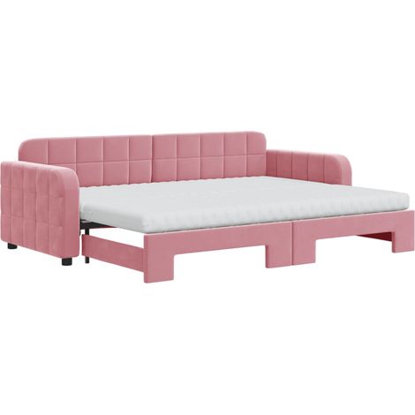 Maison Exclusive - Tagesbett Ausziehbar mit Matratzen Rosa 80x200 (1/5)