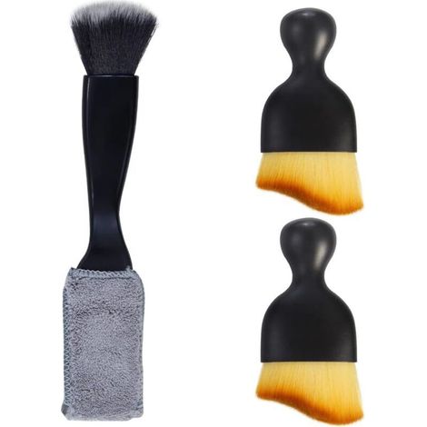 Lot de 3 brosses à poussière pour intérieur de voiture, kit d'outils de nettoyage intérieur doux, brosse à épousseter pour tableau de bord, pour voiture, camion, SUV, camping-car (1/4)