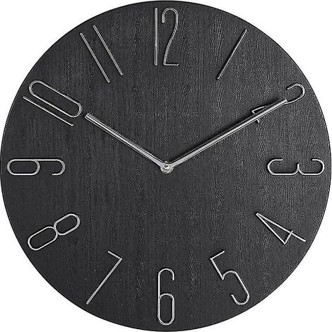 Horloge murale simple de 30 cm (12 pouces) pour salon, chambre ou salon - Noire (1/5)