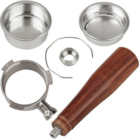 51 mm bodenloser Kaffeefilterhalter, kompatibel mit den Espressomaschinen DeLonghi EC680 und EC685, Griff aus Rosenholz (Filterkorb inklusive). (1/4)