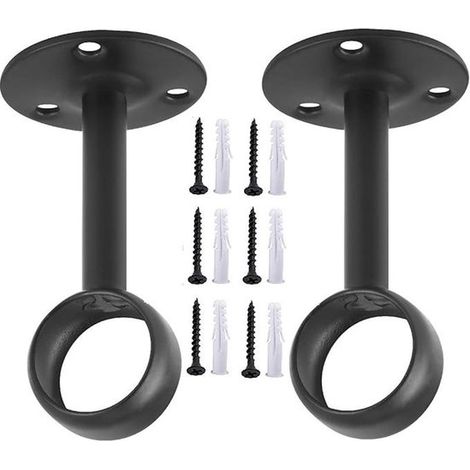 Ganci superiori per bastoni per tende fino a 2,9 cm di diametro, confezione da 2, neri. (1/5)