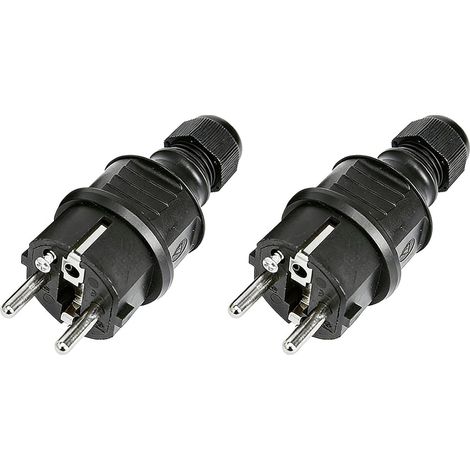 2 Prises Ensemble de Mâles 220V IP54, Fiche Male Prise Electrique, Fiches Robustes en Caoutchouc et Plastique, pour Utilisation Extérieure, pour Chantiers et Applications Professionnelles (1/5)