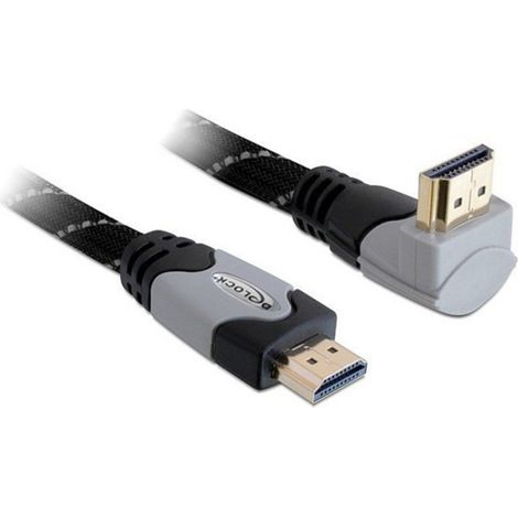 Câble de raccordement Delock HDMI Fiche mâle HDMI-A 5 m noir, gris 83077 rond, 4K UHD, contacts doré (1/2)