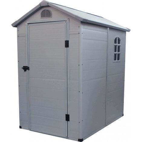Casetta in Plastica Resina da Giardino Grigio con Finestra 134x192x204 cm (1/4)