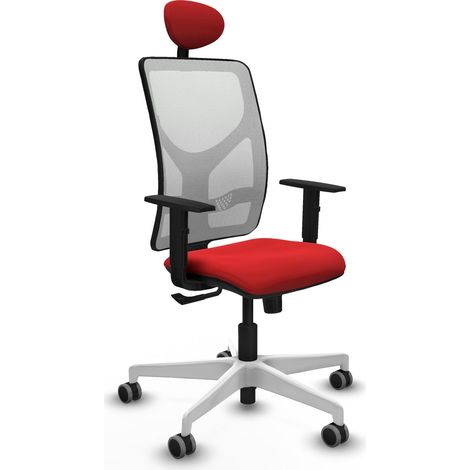 Chaise de bureau piqueras y crespo Motilla rouge simil cuir base blanche (1/2)