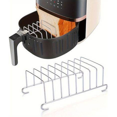 BelleRise - Accessoires en acier inoxydable pour friteuse sans huile (lot de 2) : support à toasts et pince à pain (1/3)