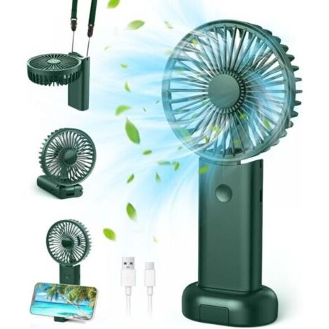 Ventilateur silencieux, rechargeable, portable, 3 vitesses, pour voyage, maquillage, camping, bureau, extérieur (1/4)
