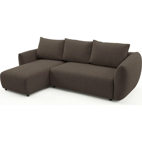 Selsey ZORDO - Canapé d'angle convertible en L - chenille marron gaucher avec deux coffres (1/5)