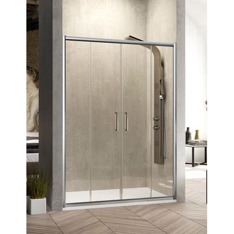 Mampara de Ducha Frontal - 2 Hojas Fijas y 2 Puertas Correderas -Cristal de Seguridad de 6 mm - Modelo Bella 4 (140 - 144 cm) (1/3)