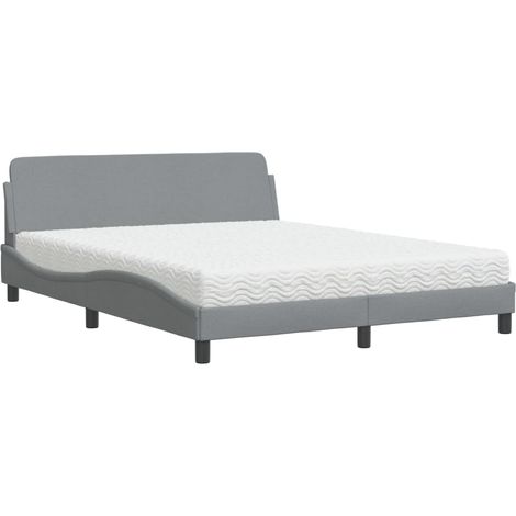 Cama con colchón Dover de tela gris claro 160x200 cm vidaXL (1/5)