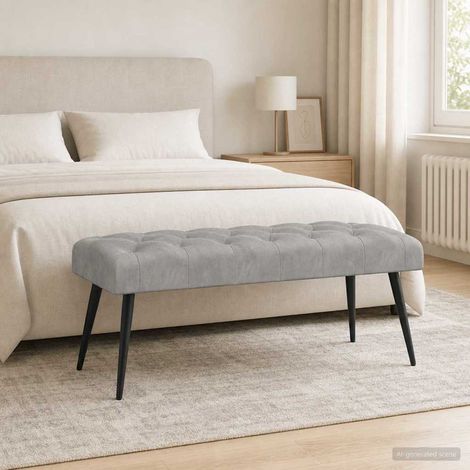 vidaXL Panchina con bottoni imbottiti Grigio Chiaro 110 x 40 x 46 cm
