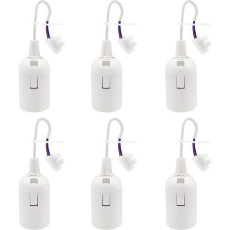 6 pezzi portalampada E27, supporto per lampadine 4A 250V, portalampada da cantiere per lampadine a incandescenza e LED o industriali (max. 60W / bianco) (1/4)