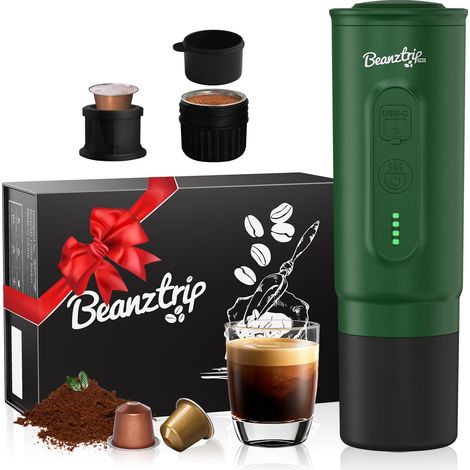 Machine à expresso portable avec batterie – 20 bars compatible avec capsules NS et café moulu, mini machine à café de camping avec auto-chauffage, boîte cadeau (1/5)