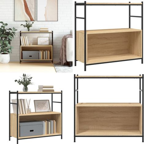 Estantería hierro madera ingeniería roble Sonoma 80x30x78,5 cm - Estantería de hierro - Estantería industrial