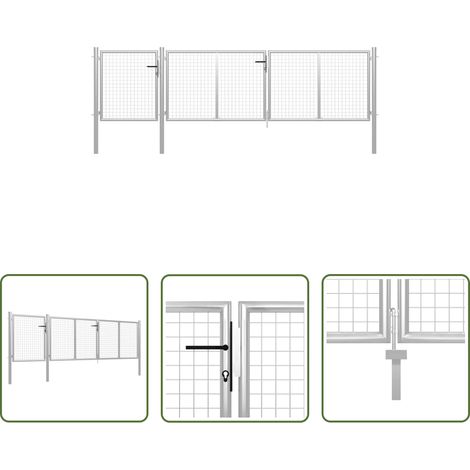 vidaXL Gartentor Silber - Gartentor aus Stahl 400x100 cm Silber (1/5)