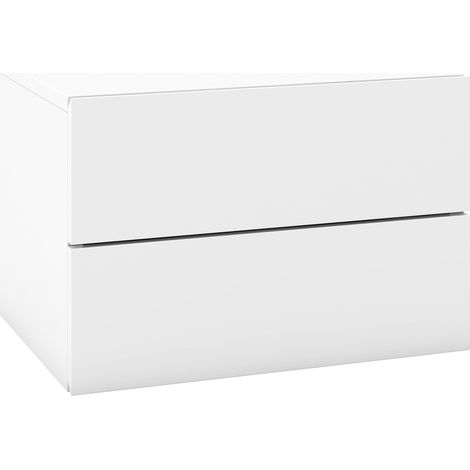 Table de chevet flottante avec tiroirs et étagère de rangement - blanc (1/5)
