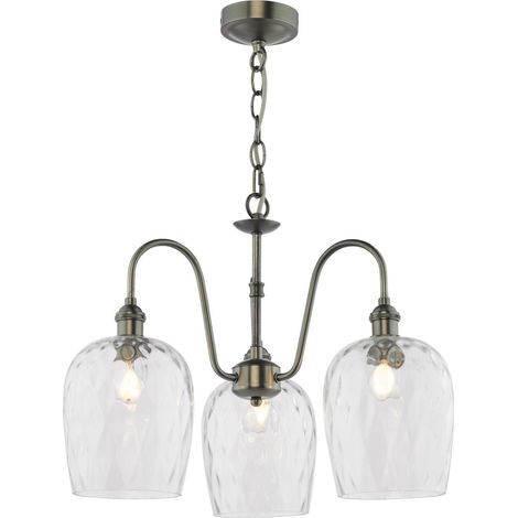 Dar Hadano Suspension Hadano à 3 lumières, chrome antique et verre (1/4)