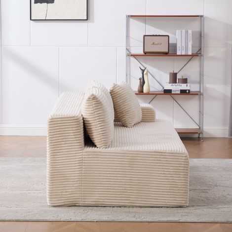 Canapé modulable à compression en tissu chenille, garni de mousse haute résilience 30D. Facile à déplacer et doté d'une base antidérapante, il est idéal pour les salons et autres espaces. Coloris ivoi (1/4)