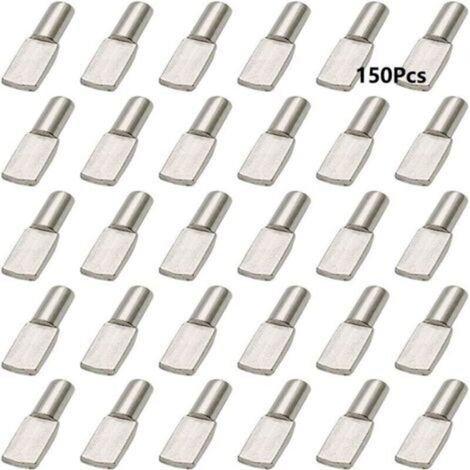 150 pcs Support Etagere, Taquet Etagere 5mm, Cheville de Support Goupille Etagere en Métal Nickelé Plaqué Forme de Cuillère, Étagère Broches pour Meubles Placard Bibliothèque
