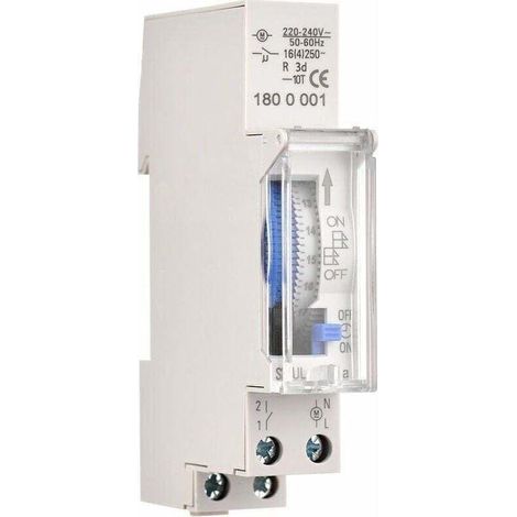 Minuterie mécanique de 24 heures Minuterie minimale de 15 minutes Montage sur rail Batterie intégrée, SUL180a AC220-240V Gris - SUL180a AC220-240V Gris. (1/5)