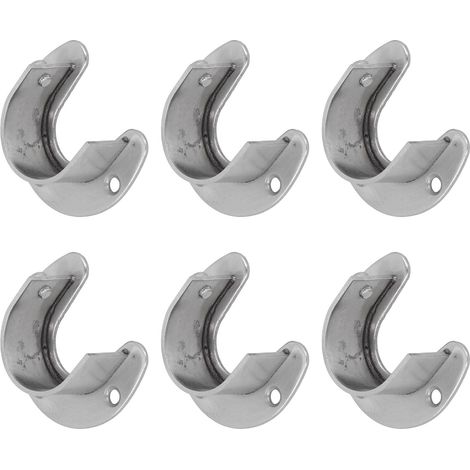 Lot de 6 supports de penderie de 32 mm en acier inoxydable robuste en forme de U, avec vis (1/5)