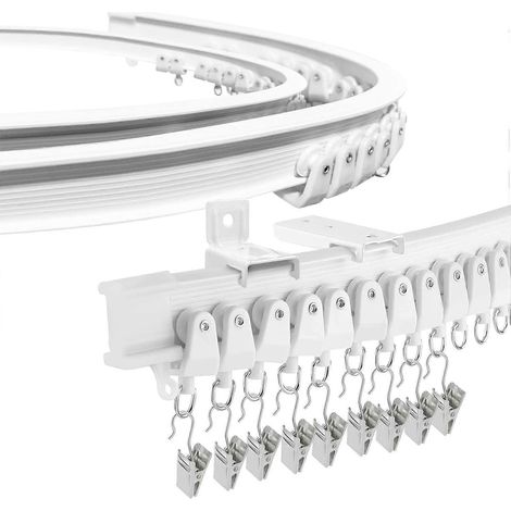 Rail de rideau pour baie vitrée 3 m / 9,8 pi, flexible et incurvé, fixation murale, en plastique robuste (1/4)