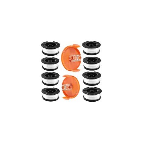 Accessoire pour coupe-bordure,SR Bobine Fil Coupe Bordure pour Black et Decker Coupe-Bordures, 8 Bobine de Fil Debroussailleuse avec 2 Couvercle de Bobine et 2 Ressort, Bobines A6481 A6485 Co (1/5)