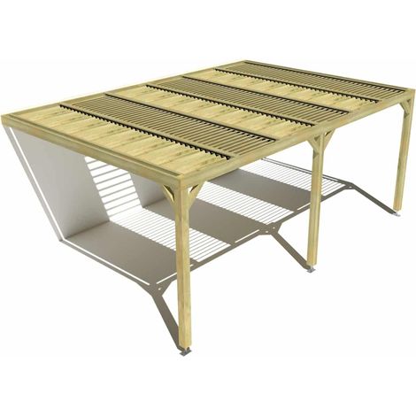 Pergola bois • 6m x 4m • adossée • sens profondeur • lames orientables bioclimatiques incluses • livraison comprise (1/3)