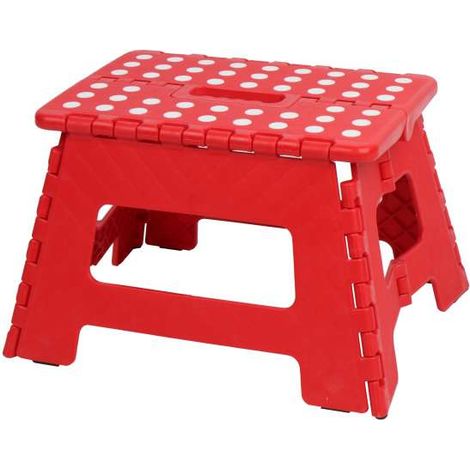 Sgabello pieghevole in plastica rosso 31x22x22 cm