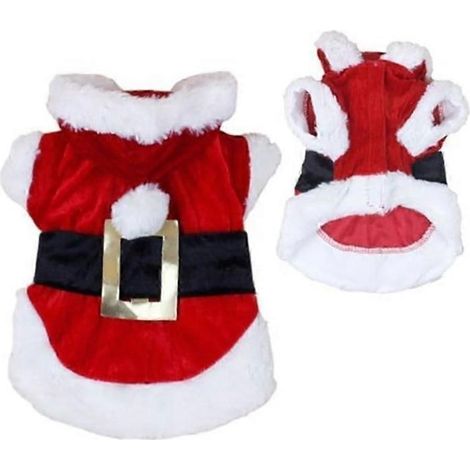 Costume de chien Santa, vêtements de Noël pour petits chiens (Chihuahua, Yorkshire, Caniche), manteau à capuche d'hiver. (1/4)