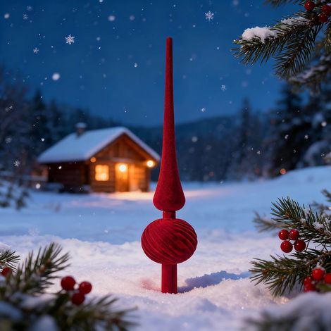 Étoile Pour Sommet De Sapin - Décoration De Noël En Plastique Et Velours - Pointue Allongée - Pour Arbre De Noël Intérieur - 1 Pièce (1/5)