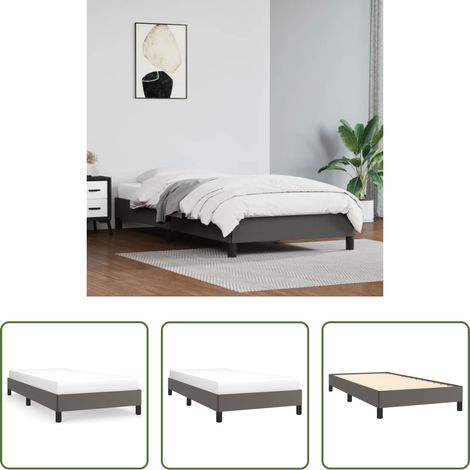 Kunstlederbett - Bettgestell Grau 100x200 cm Kunstleder (1/5)